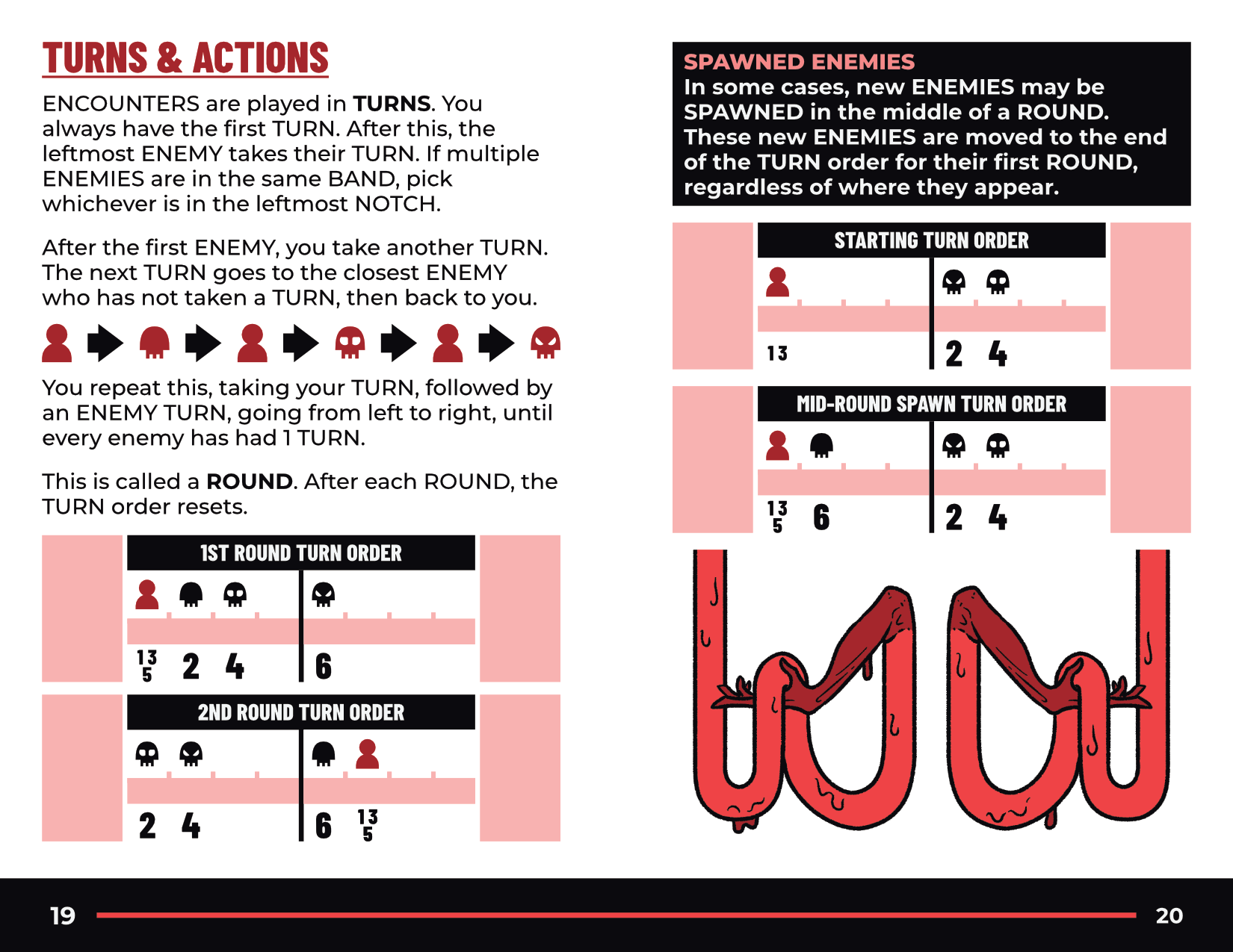 Page layout for GUTGUN, in white, black, and red.