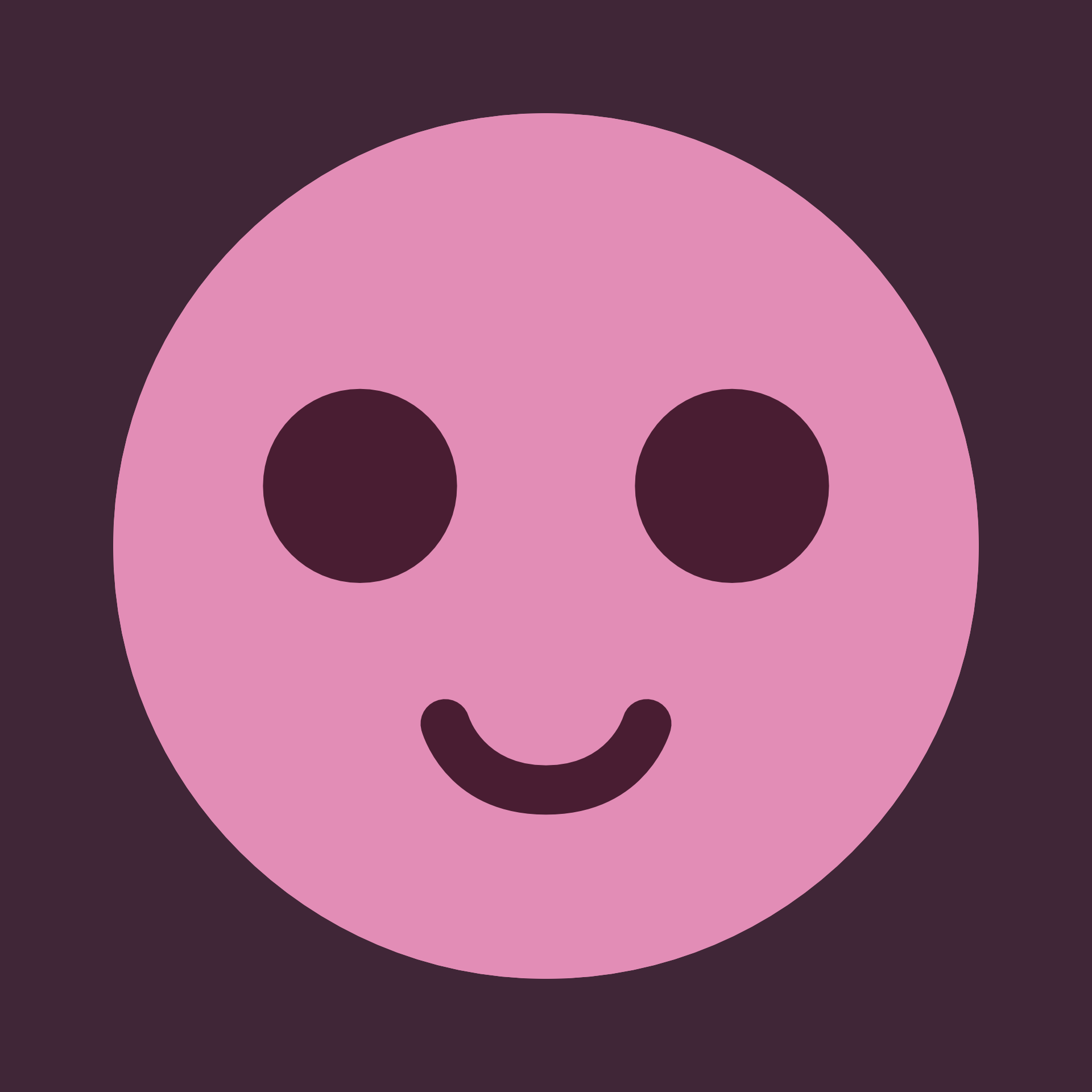 A pink emoji. It depicts a circular head with a smile.