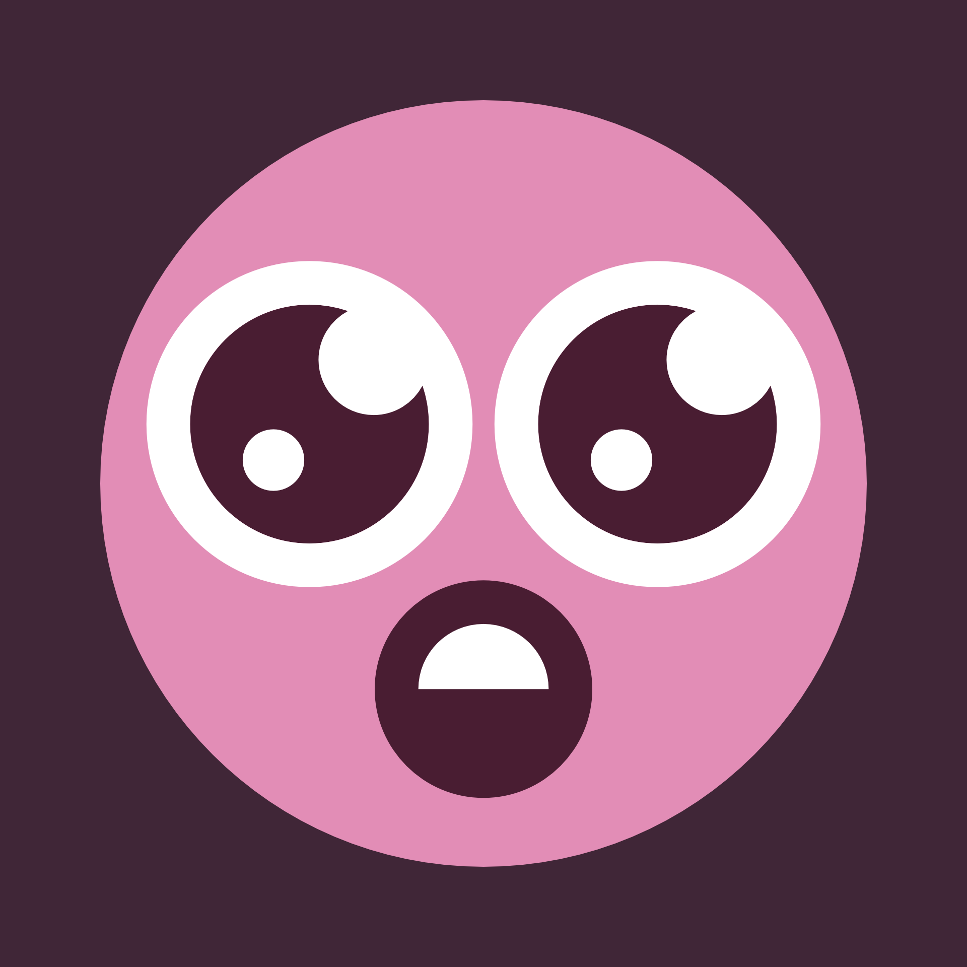 A pink emoji. It depicts a circular head with wide, wet eyes and an open mouth.