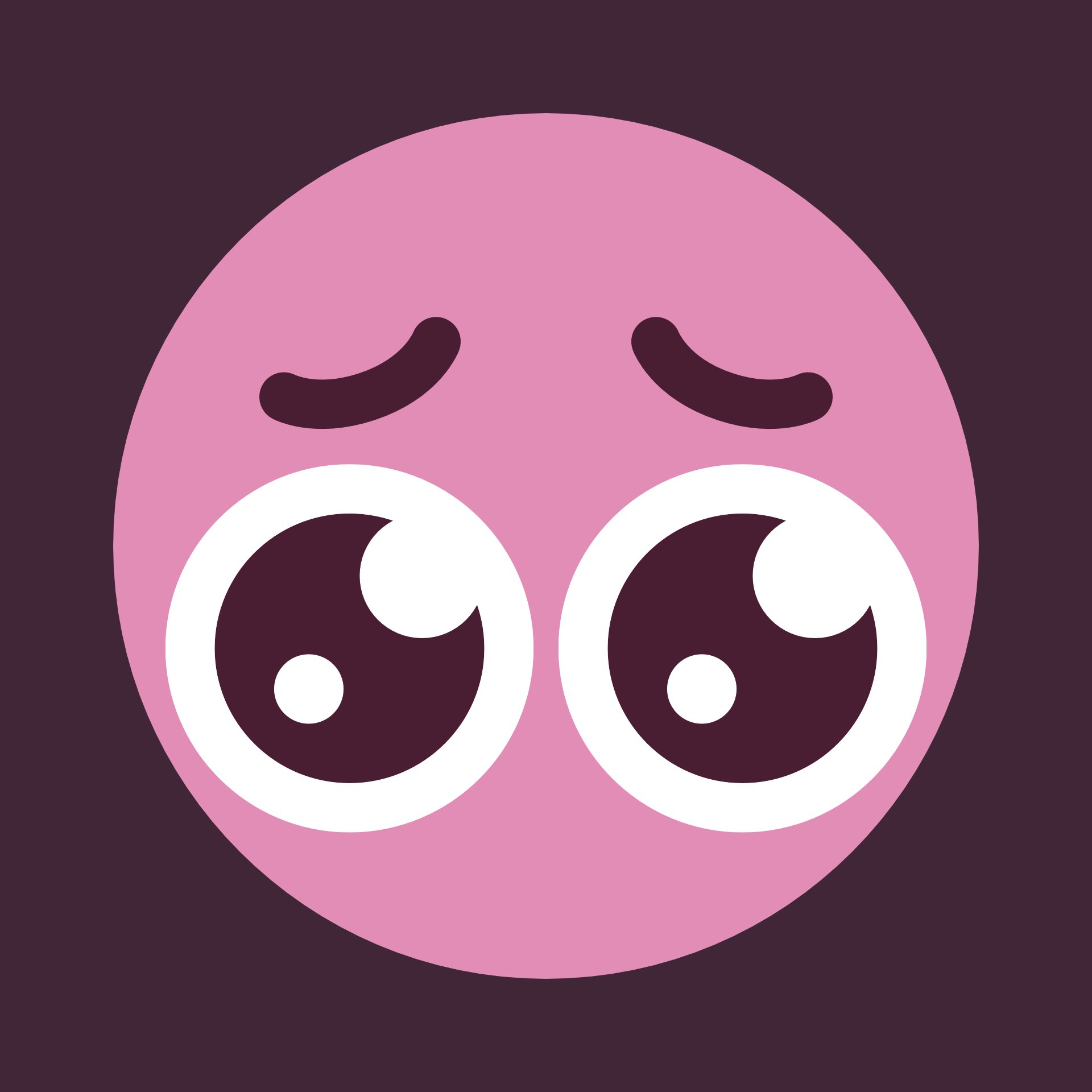 A pink emoji. It depicts a circular head with wide, pleading eyes.